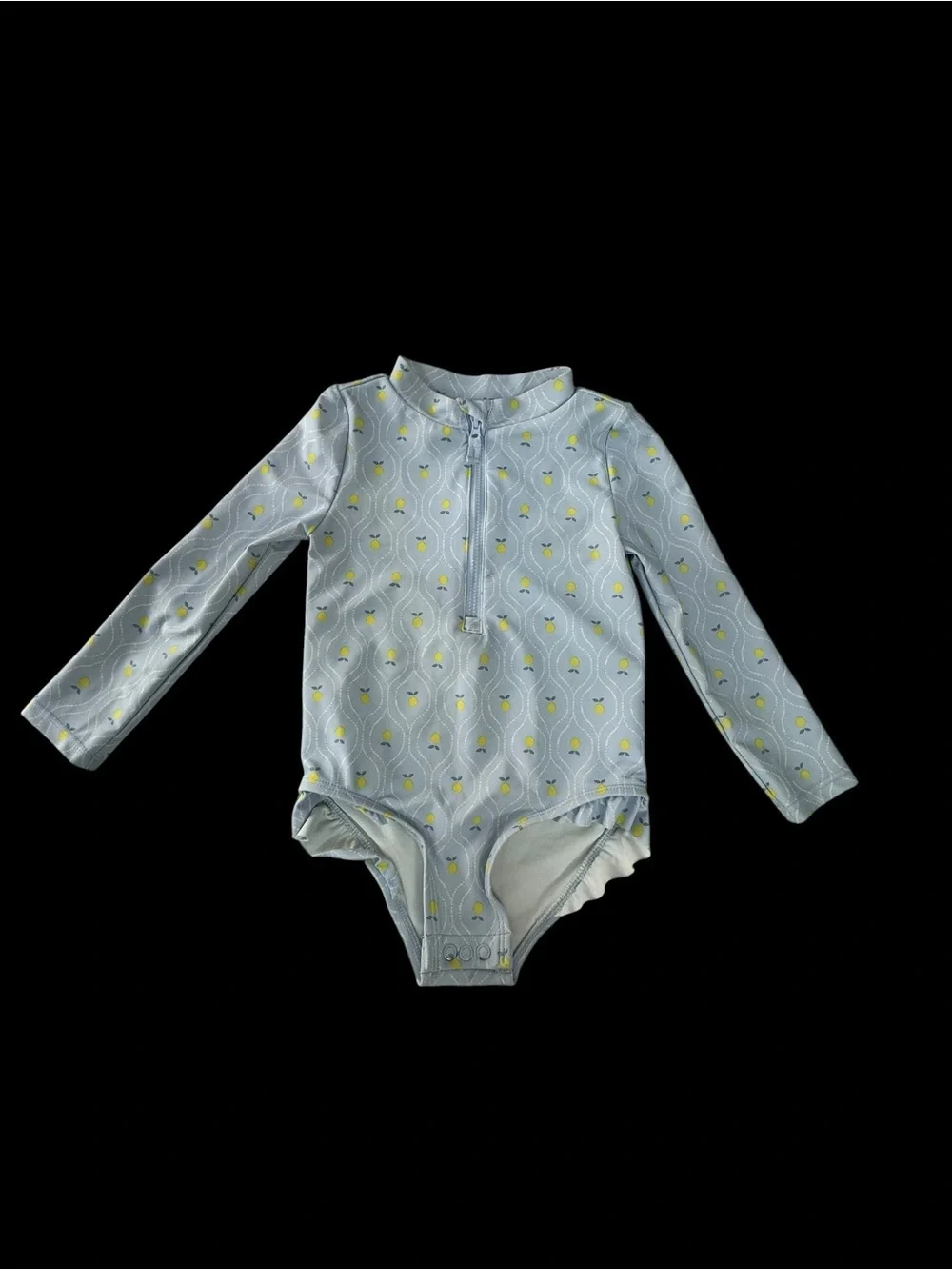 Carter's Light Blue Long-Sleeve One-Piece Swimsuit with Yellow lemon Accent